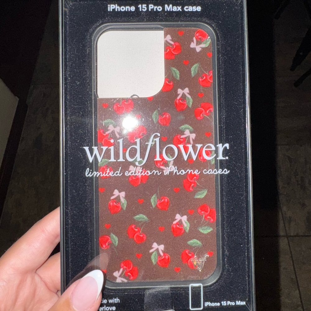 Wildflower 15 Pro Max iPhone case in chocolate cherries